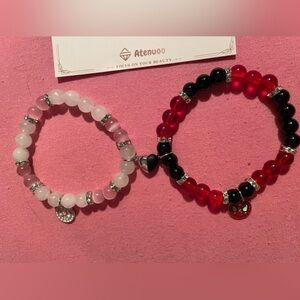 🩷 Best Friends Beaded Bracelet 🩷 Girls Ladies 🩷❤️ Red & Black, Pink & White